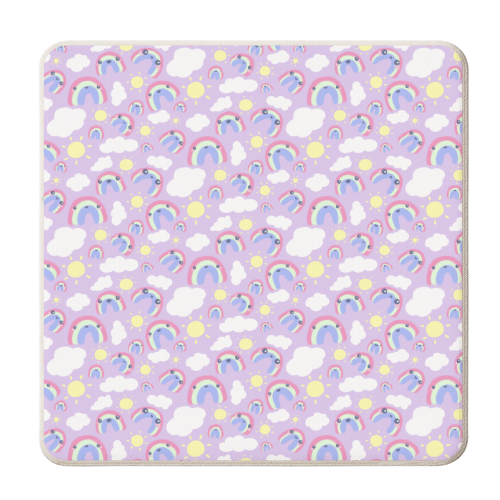 Super Cute Happy Rainbows - personalised beer coaster by Super Cute Awesome Stuff