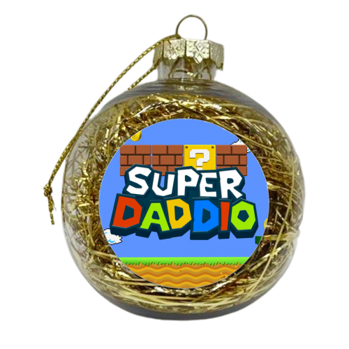 Super daddio gamer print - xmas bauble by The Girl Next Draw