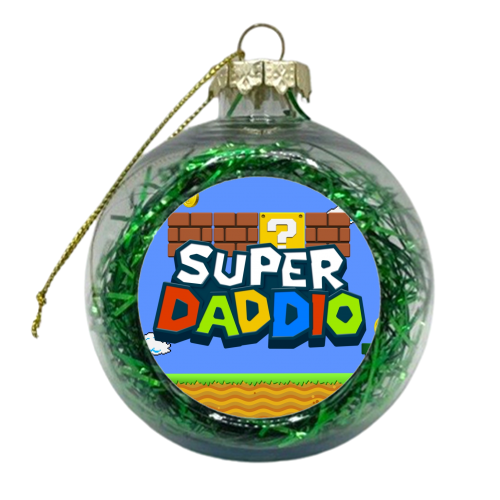 Super daddio gamer print - xmas bauble by The Girl Next Draw