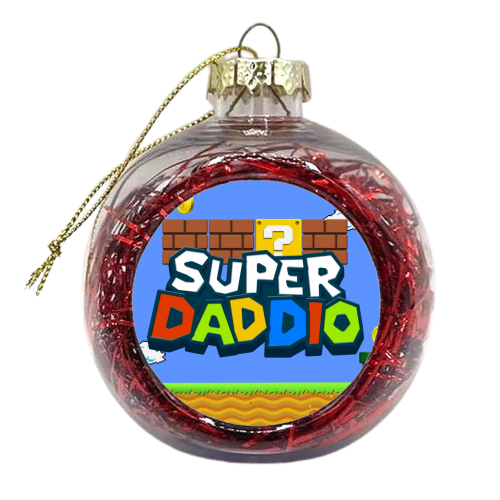 Super daddio gamer print - xmas bauble by The Girl Next Draw