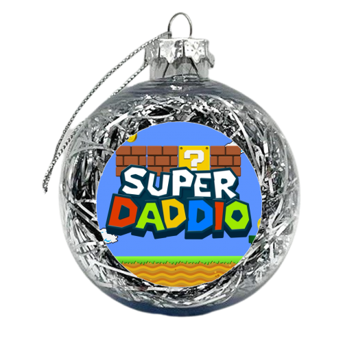 Super daddio gamer print - xmas bauble by The Girl Next Draw