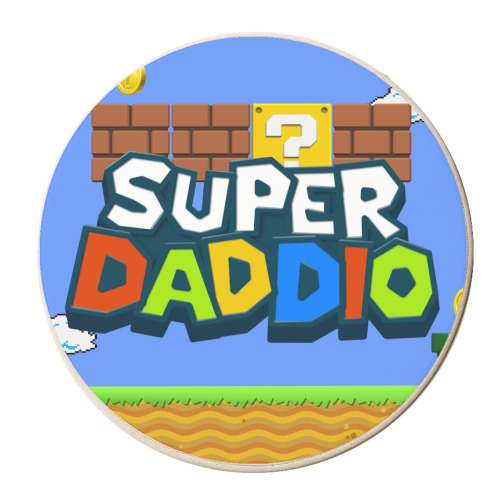 Super daddio gamer print - personalised beer coaster by The Girl Next Draw