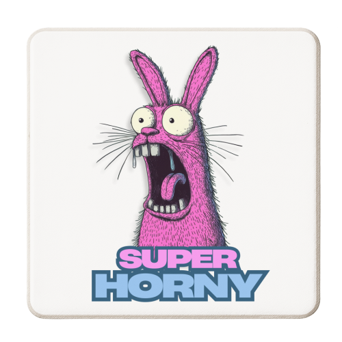 Super Horny Rabbit - personalised beer coaster by DejaReve