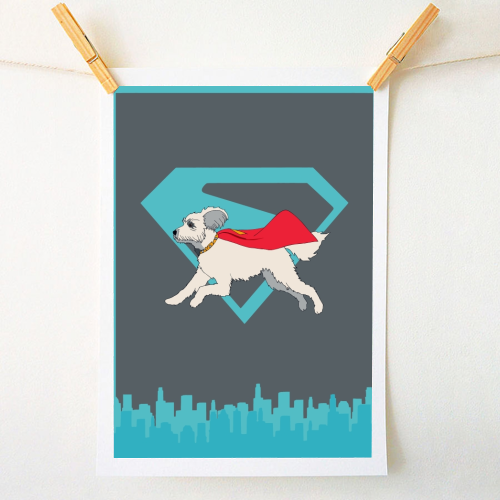 Superdog - A1 - A4 art print by Danny Welch