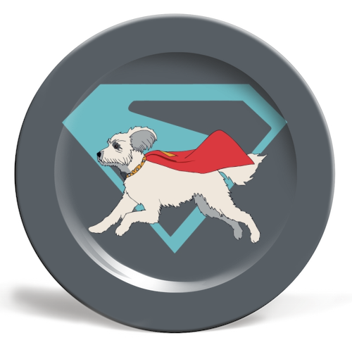 Superdog - ceramic dinner plate by Danny Welch