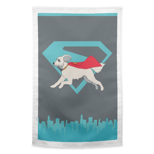 Superdog - funny tea towel by Danny Welch