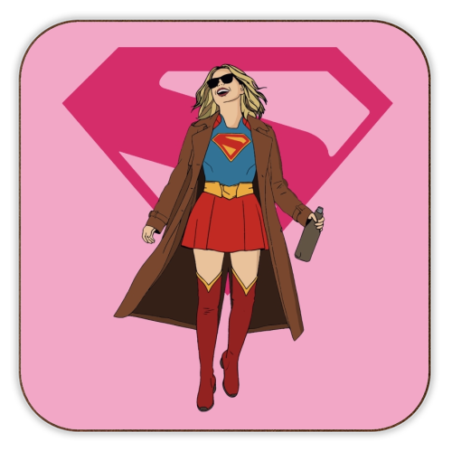 Supergirl - personalised beer coaster by Danny Welch