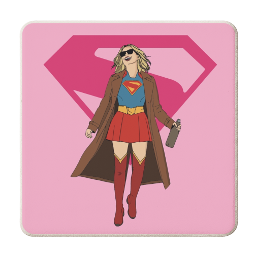 Supergirl - personalised beer coaster by Danny Welch