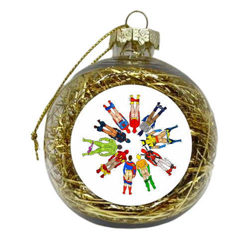 Superhero Butts Circular Round - xmas bauble by Notsniw Art