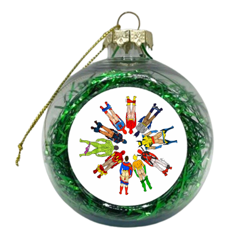 Superhero Butts Circular Round - xmas bauble by Notsniw Art