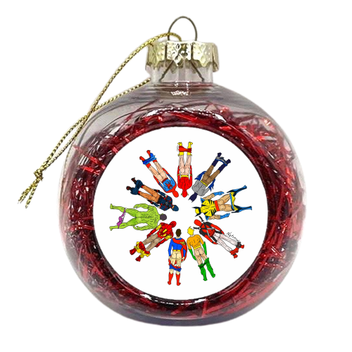 Superhero Butts Circular Round - xmas bauble by Notsniw Art