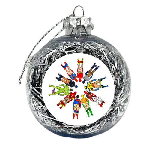 Superhero Butts Circular Round - xmas bauble by Notsniw Art