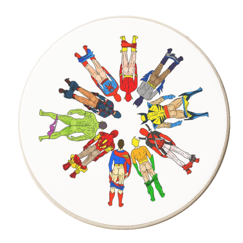 Superhero Butts - personalised beer coaster by Notsniw Art