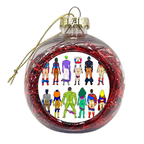 Superhero Power Couple Butts - xmas bauble by Notsniw Art