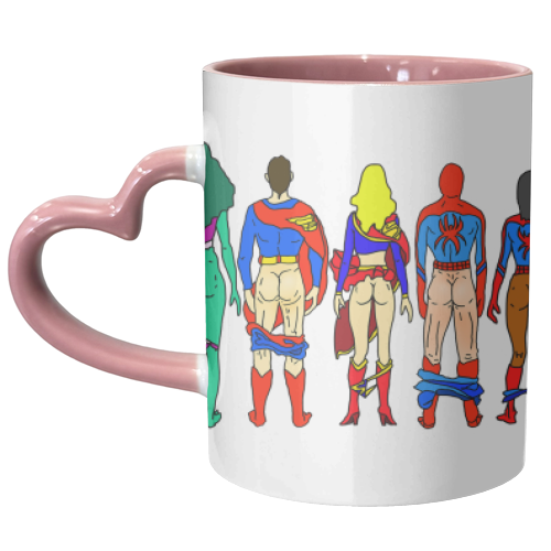 Superhero Power Couple Butts - unique mug by Notsniw Art