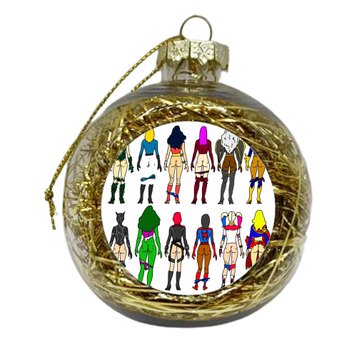 Superheroine Butts - xmas bauble by Notsniw Art
