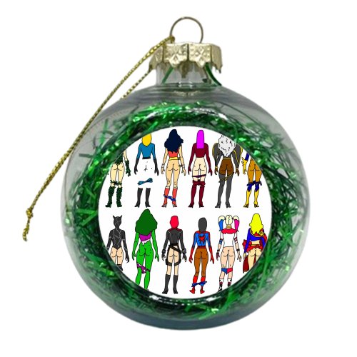 Superheroine Butts - xmas bauble by Notsniw Art