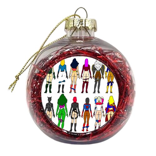Superheroine Butts - xmas bauble by Notsniw Art