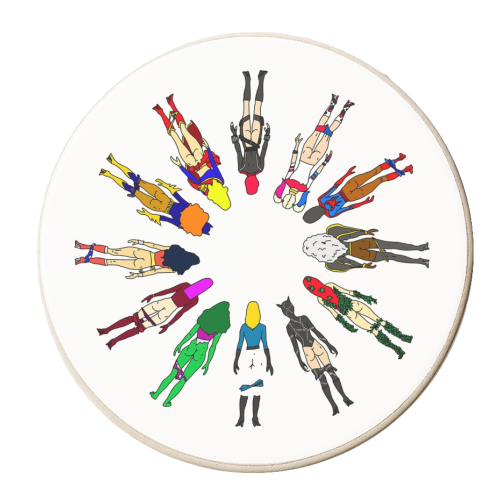 Superheroine Butts - personalised beer coaster by Notsniw Art