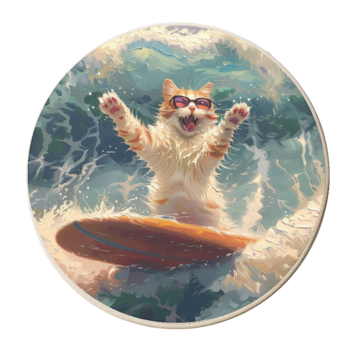 Surfing in the ocean - personalised beer coaster by DejaReve