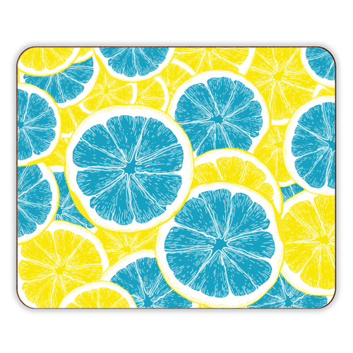 Surreal Blue Lemons and Sicilian Yellow Lemons - designer placemat by Art Heart Home and Fashion