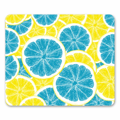 Surreal Blue Lemons and Sicilian Yellow Lemons - mouse mat by Art Heart Home and Fashion