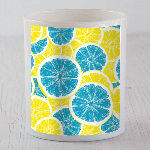 Surreal Blue Lemons and Sicilian Yellow Lemons - scented candle by Art Heart Home and Fashion