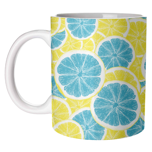 Surreal Blue Lemons and Sicilian Yellow Lemons - unique mug by Art Heart Home and Fashion