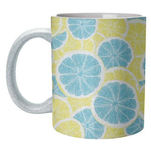 Surreal Blue Lemons and Sicilian Yellow Lemons - unique mug by Art Heart Home and Fashion