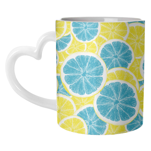 Surreal Blue Lemons and Sicilian Yellow Lemons - unique mug by Art Heart Home and Fashion