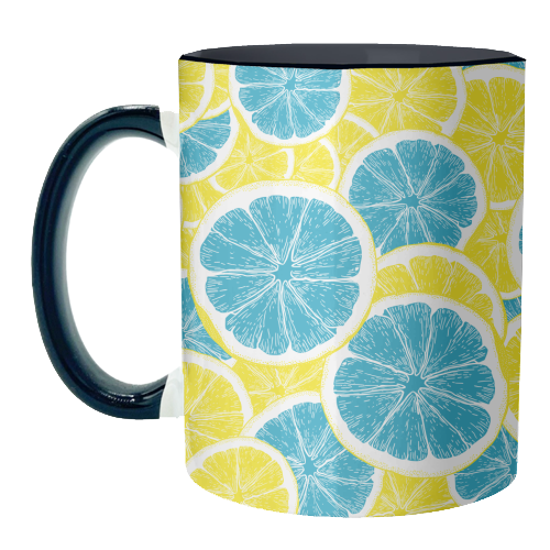 Surreal Blue Lemons and Sicilian Yellow Lemons - unique mug by Art Heart Home and Fashion