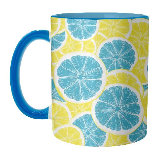 Surreal Blue Lemons and Sicilian Yellow Lemons - unique mug by Art Heart Home and Fashion