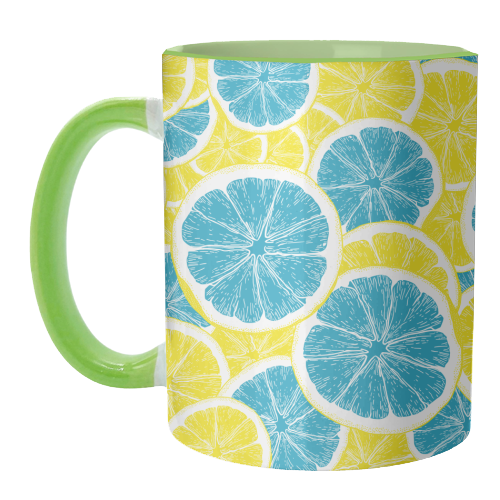 Surreal Blue Lemons and Sicilian Yellow Lemons - unique mug by Art Heart Home and Fashion