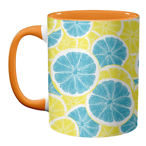 Surreal Blue Lemons and Sicilian Yellow Lemons - unique mug by Art Heart Home and Fashion