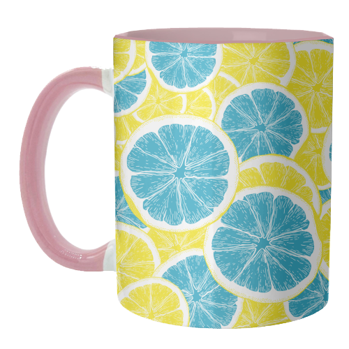 Surreal Blue Lemons and Sicilian Yellow Lemons - unique mug by Art Heart Home and Fashion