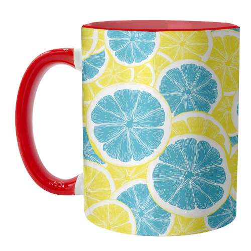 Surreal Blue Lemons and Sicilian Yellow Lemons - unique mug by Art Heart Home and Fashion