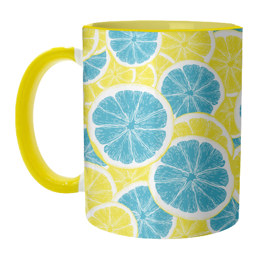 Surreal Blue Lemons and Sicilian Yellow Lemons - unique mug by Art Heart Home and Fashion