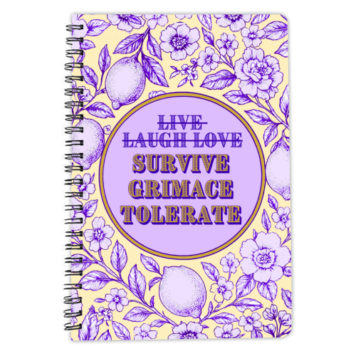 Survive - Grimace - Tolerate - personalised A4, A5, A6 notebook by Lilly Rose