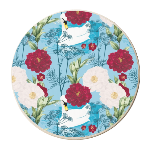 Swan Pond - personalised beer coaster by Uma Prabhakar Gokhale