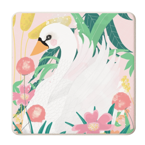 Swanning Away - personalised beer coaster by Nichola Cowdery