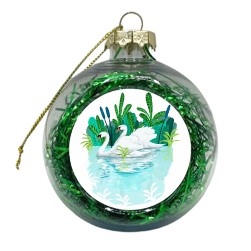 Swans in Love - xmas bauble by Uma Prabhakar Gokhale