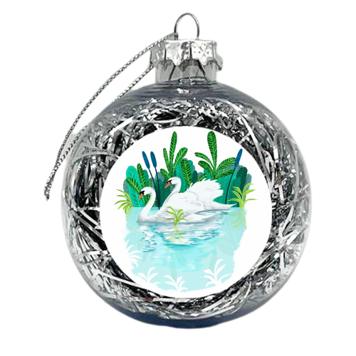 Swans in Love - xmas bauble by Uma Prabhakar Gokhale