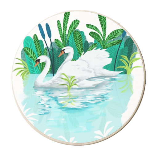 Swans in Love - personalised beer coaster by Uma Prabhakar Gokhale