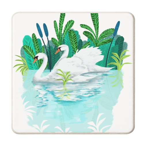 Swans in Love - personalised beer coaster by Uma Prabhakar Gokhale