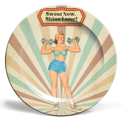 Sweat Now, Shine Later! - ceramic dinner plate by DejaReve
