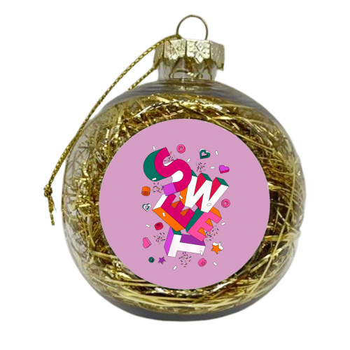 SWEET - 3D Typography in Pink - xmas bauble by Ania Wieclaw