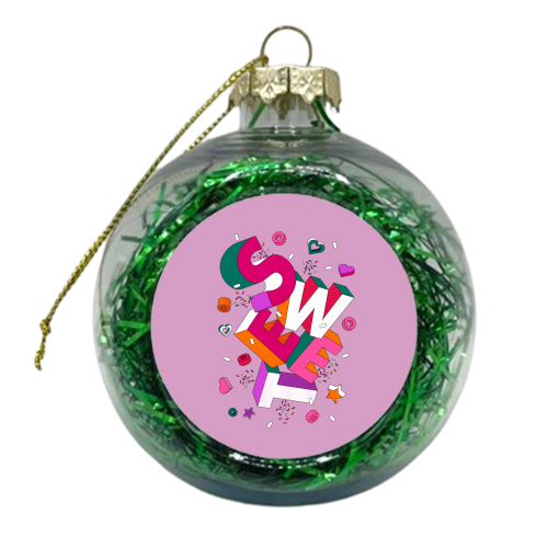 SWEET - 3D Typography in Pink - xmas bauble by Ania Wieclaw