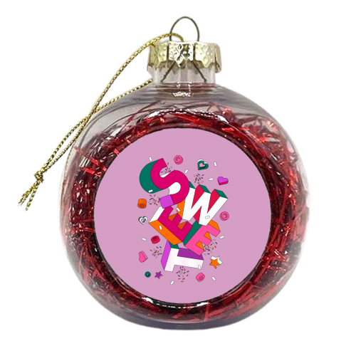 SWEET - 3D Typography in Pink - xmas bauble by Ania Wieclaw