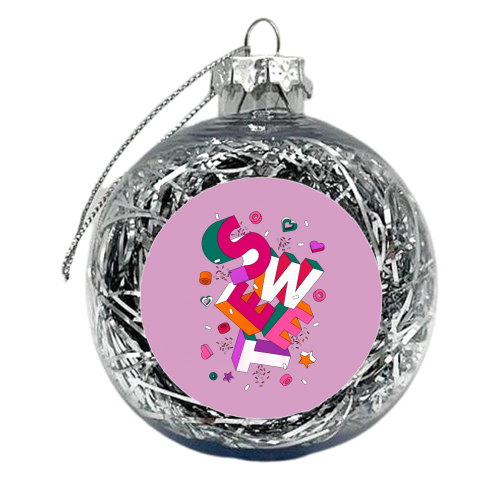 SWEET - 3D Typography in Pink - xmas bauble by Ania Wieclaw