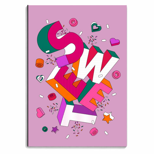 SWEET - 3D Typography in Pink - personalised A4, A5, A6 notebook by Ania Wieclaw